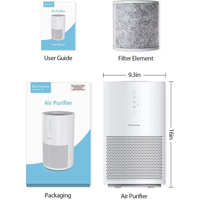 Elechomes EPI236 Air Purifier for Large Room with True HEPA Filter Air Cleaner for Pets Smokers Pollen for Bedroom Home Office 280 ft Smart Air