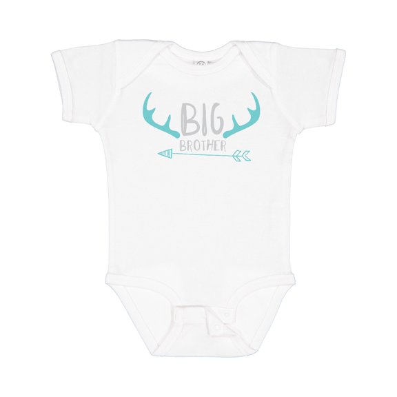 Inktastic Big Brother, Deer Antlers, Arrow - Blue Gray Boys Baby Bodysuit