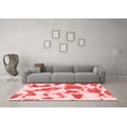 thumbnail image 3 of Ahgly Company Machine Washable Indoor Round Abstract Red Modern Area Rugs, 5' Round, 3 of 4