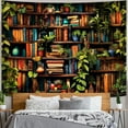thumbnail image 5 of Botanical Bookshelf Tapestry Lush Green Plant Book Shelf Tapestries Wall Hanging Art Vintage Retro Potted Plants Academics Library Book Tapestry for Bedroom Living Room Dorm 60 x 40 inch, 5 of 6