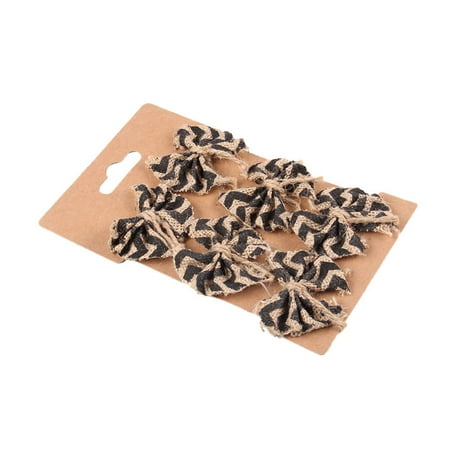 

6pcs DIY Jute Burlap Bowknot Set Hessian Bows Embellishments Natural Jute Bow Shape Crafts for Party Wedding Decoration (Set 3: Black Wavy Bow)