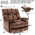 thumbnail image 5 of Big and Tall Manual Recliner Chair for Adults, Oversized Recliner for 400LBS, Velvet Recliner for Living Room Brown, 5 of 9
