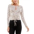 thumbnail image 1 of Ultra Flirt FRENCH ROAST SPACEDYE Women's Juniors Ruched Keyhole Top, US X-Large, 1 of 3