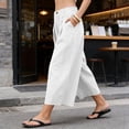 thumbnail image 7 of High Waisted Wide Leg Beach Casual Capri Pants For Women Summer Flowy Relaxed Fit Pocketed Comfortable Vacation Lounge Everyday Style Breathable, 7 of 7