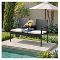thumbnail image 2 of Patio Conversation Set Outdoor Wicker Furniture Sets with Soft Cushions and Built-in Coffee Table for Lawn, Garden and Backyard, Beige, 2 of 7