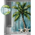 thumbnail image 4 of Tropical Plant Shower Curtain, 72" x 72", Blue Wood Grain Starfish Vintage Nautical Waterproof Bathroom Curtain Washable Shower Curtain Set with 12 Hooks, 4 of 6