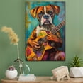 thumbnail image 2 of Boxer Dog Playing Guitar Stretched Canvas Size 8x12 – Vintage Style Boxer Dog Art for Guitar Fans, Great Gift for Dog Owners, 2 of 5