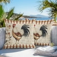 thumbnail image 5 of Waterproof Throw Pillow Covers Set of 2, 18x18 Inch Vintage Rooster Decorative Pillowcases Outdoor Pillow Slip Cushion Covers Set for Couch Tent Watercolor Spring Floral Farmhouse Animals, 5 of 7