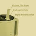thumbnail image 3 of HydroJug Traveler - Water Bottle with Handle & Flip Straw - Leak Resistant Tumbler, Insulated, Stainless Steel & Rubber Base - 40 oz, Olive, 3 of 5