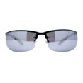 thumbnail image 2 of Polarized Metal Half Rim Wrap Rectangular Agent Sunglasses Black Silver Mirror, 2 of 4