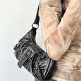 thumbnail image 2 of Sunyuer Trendy Shoulder Bag - Vintage Y2K Leather Buckle Punk Hobo Clutch Hobo Purse for Women, 2 of 7