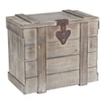 thumbnail image 1 of Household Essentials White Washed Rustic Decorative Wooden Trunk, Small, 1 of 2