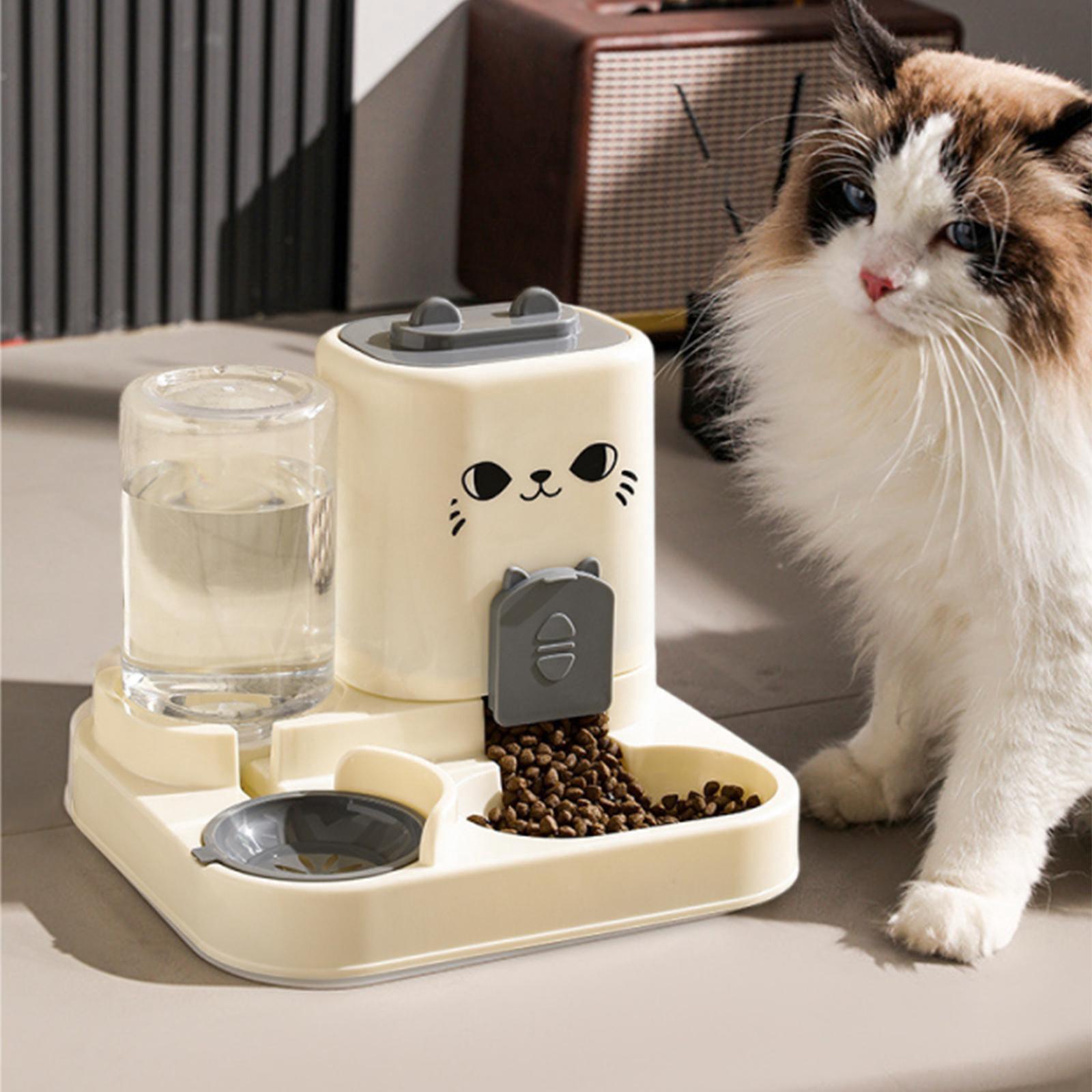 Automatic Pet Feeder 2 in 1 Food Water Dispenser Split Design Easy Clean for Cats Puppies Bunny Small Pets