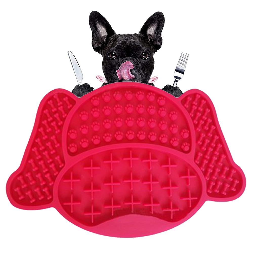 Doggyfam Suction Lick Mat for Dogs - Calming Silicone Dog Lick Mat for  Boredom, Baths, Grooming - Slow Feeder Mat with Spatula for Peanut Butter