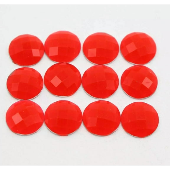 U8MO 100 Neon Red Flatback Acrylic Round Rhinestone Gems 10mm No Hole