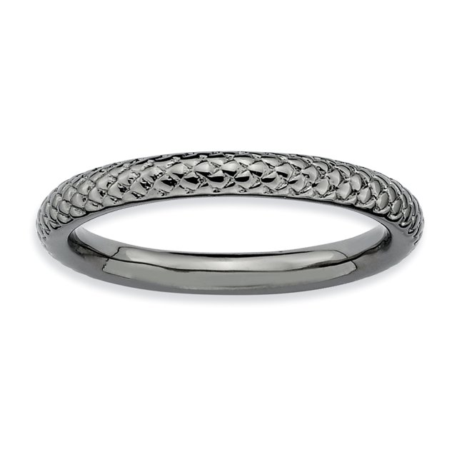 Sterling Silver Stackable Expressions Black-plated Cable Ring Size 7