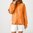 thumbnail image 6 of ChicHaven Womens Rain jacket with Hood Waterproof Lined Raincoat Windbreaker Travel Button Zip Up Trench Outdoor Coats Orange XL, 6 of 7
