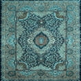 thumbnail image 1 of Ahgly Company Indoor Square Medallion Light Blue Traditional Area Rugs, 5' Square, 1 of 4