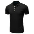 thumbnail image 3 of Lu's Chic Men's Polo Shirts Short Sleeve Golf Regular Fit Casual Workout Tactical Shirt Athletic Tennis Fishing V Neck Stretch Lightweight Sports Tops with Collar Black XX-Large, 3 of 4
