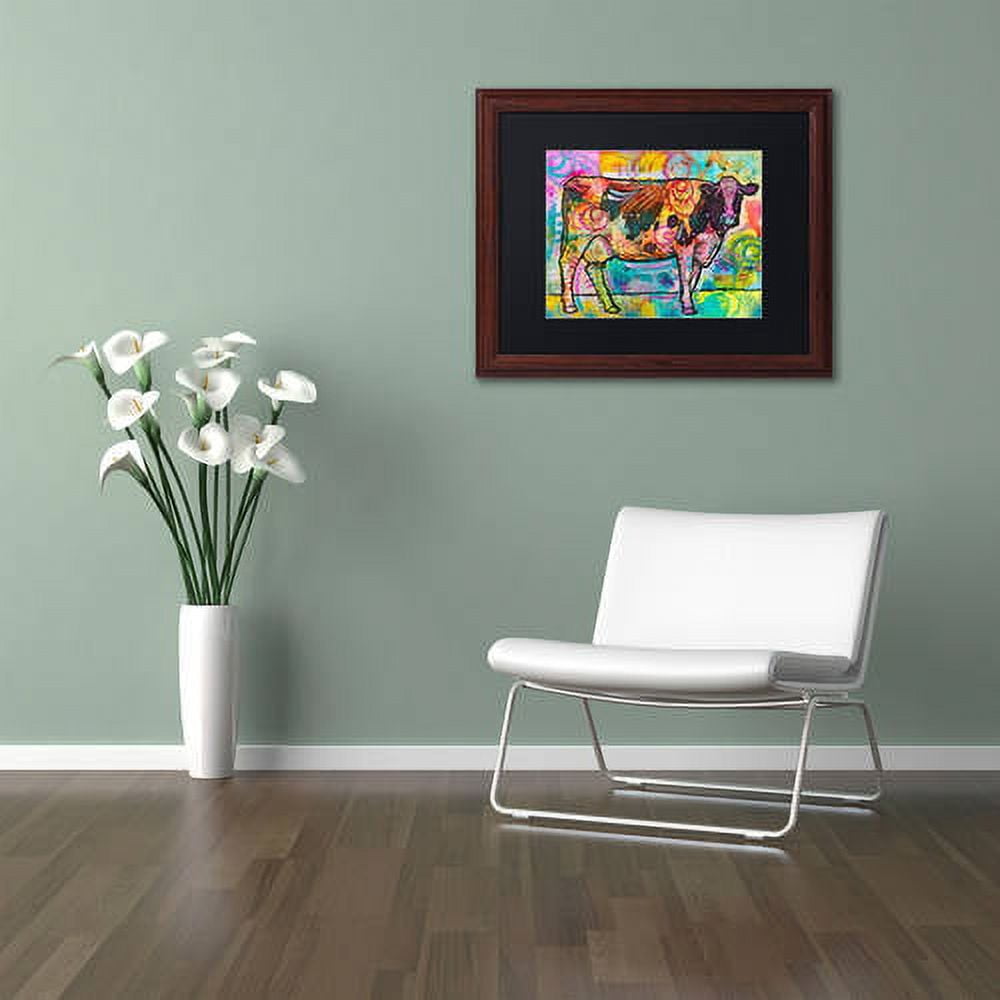 Trademark Fine Art "Cow" Canvas Art by Dean Russo, Black Matte, Wood Frame