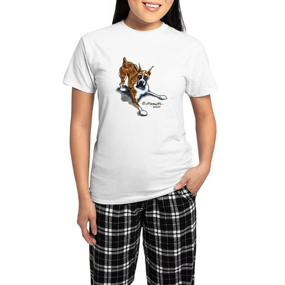 CafePress - Boxer Lover Women's Light Pajamas - Women's Short Sleeve Print T-Shirt and Pants Light Cotton Pajama Set
