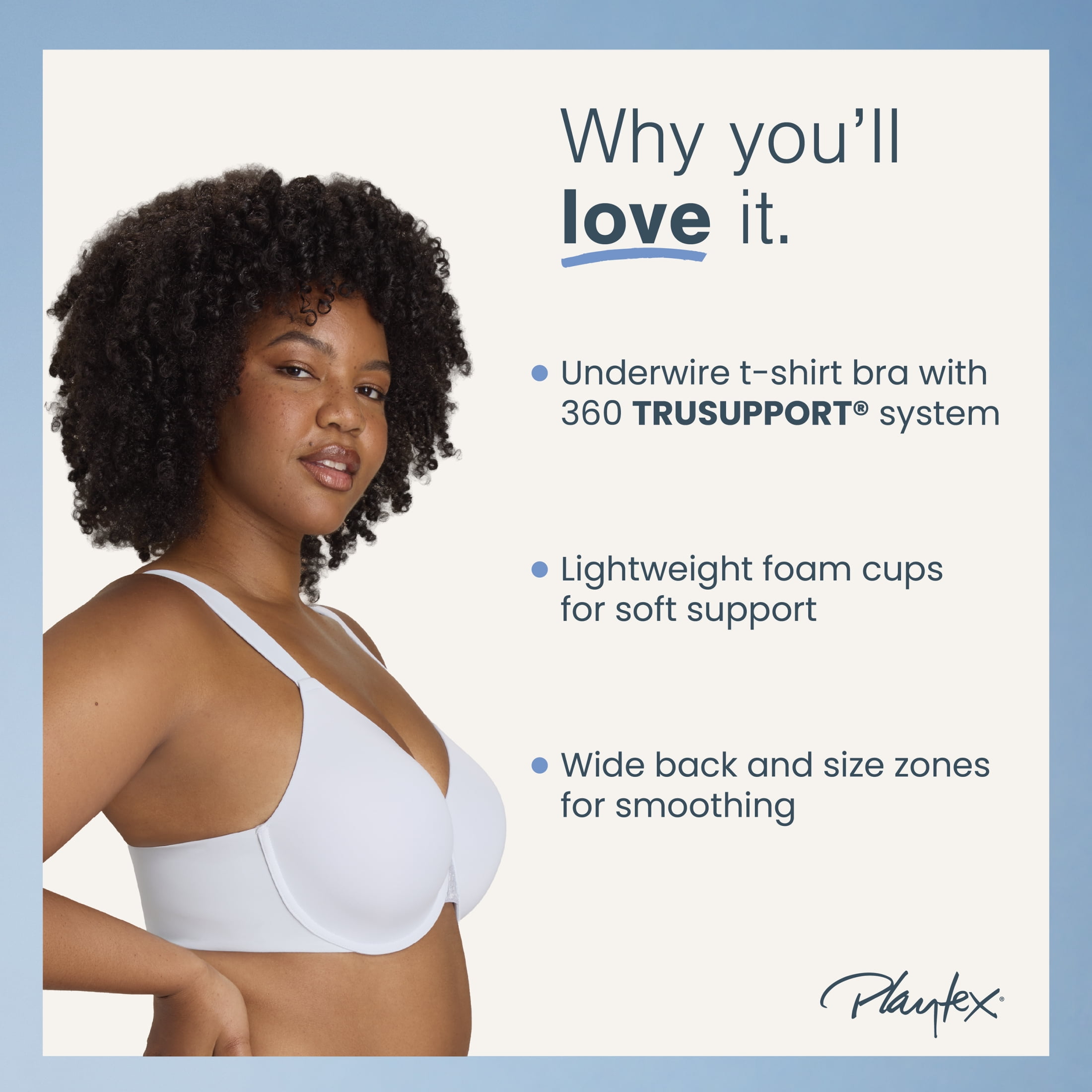 Playtex Women's Smoothing T-Shirt Underwire Bra, Moisture Wicking (Plus Sizes)