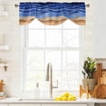 thumbnail image 2 of Tie Up Valance for Windows Navy Blue Waves Curtains Valances Rod Pocket Valance Window Treatments Abstract Water Lines Balloon Curtains for Kitchen Living Room Bedroom Bathroom Decor 54x18 Inch, 2 of 9