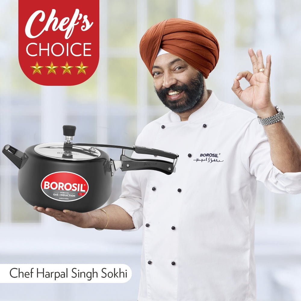Borosil 3 L Pronto Hard Anodised Cooker | 3S Aluminium | Gas Stove & Induction Compatible | 5 Years Warranty