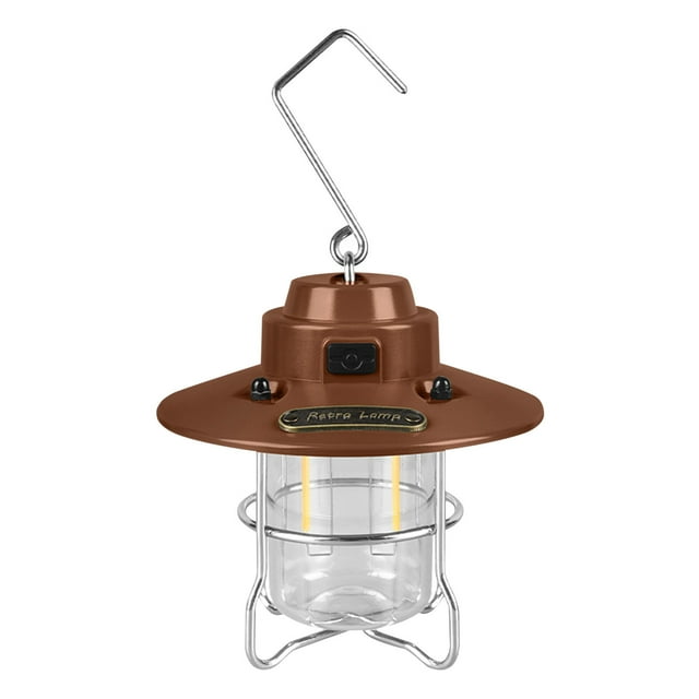 Ohufall Camping Essentials Retro Portable USB Rechargeable Camping Lantern Dimmable Hanging LED Tent Light