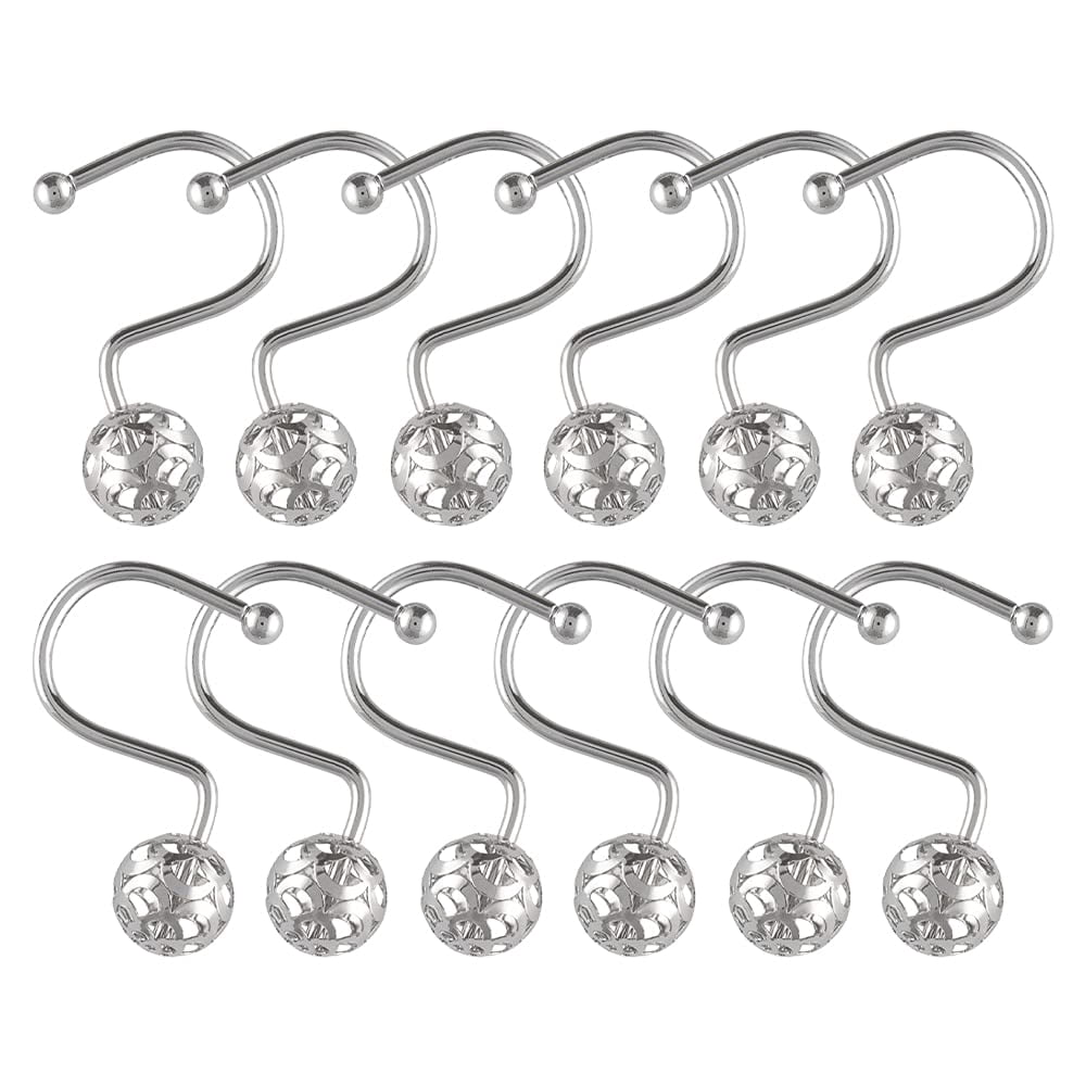 Utopia Alley Shower Hooks - Shower Curtain Rings for Bathroom - Rust Resistant Shower Curtain Hooks for Shower Curtain or Liner - Set of 12, Polished Chrome