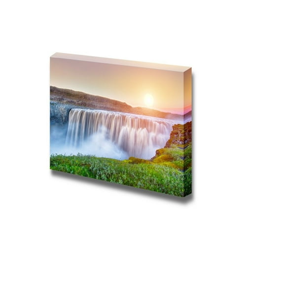 Canvas Prints Wall Art - Beautiful Scenery/Landscape Powerful Waterfall Dettifoss on Iceland | Modern Home Deoration/Wall Art Giclee Printing Wrapped Canvas Art Ready to Hang - 24" x 36"