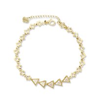 Kaash Customs CZ Stone Triangle Shaped Anklet Bracelet Gold Anklet Summer Anklet Feet Jewelry Sparkling Beach Anklet Best Gift For Her