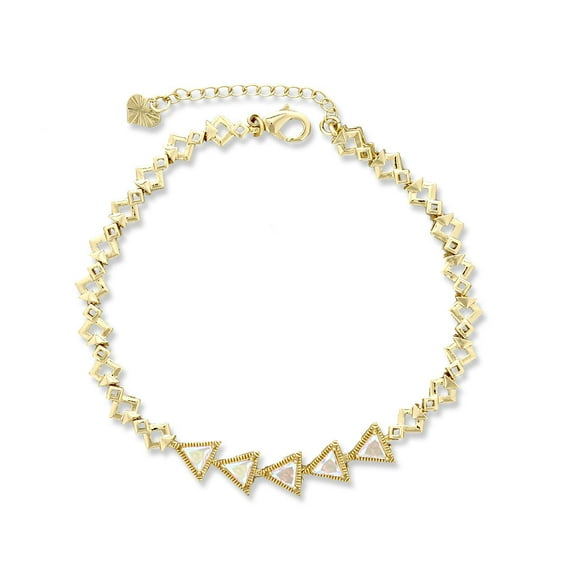 Kaash Customs CZ Stone Triangle Shaped Anklet Bracelet Gold Anklet Summer Anklet Feet Jewelry Sparkling Beach Anklet Best Gift For Her