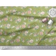 thumbnail image 3 of Soimoi Japan Crepe Satin Fabric Dot,Leaves & Peony Floral Printed Fabric 1 Yard 42 Inch Wide, 3 of 3