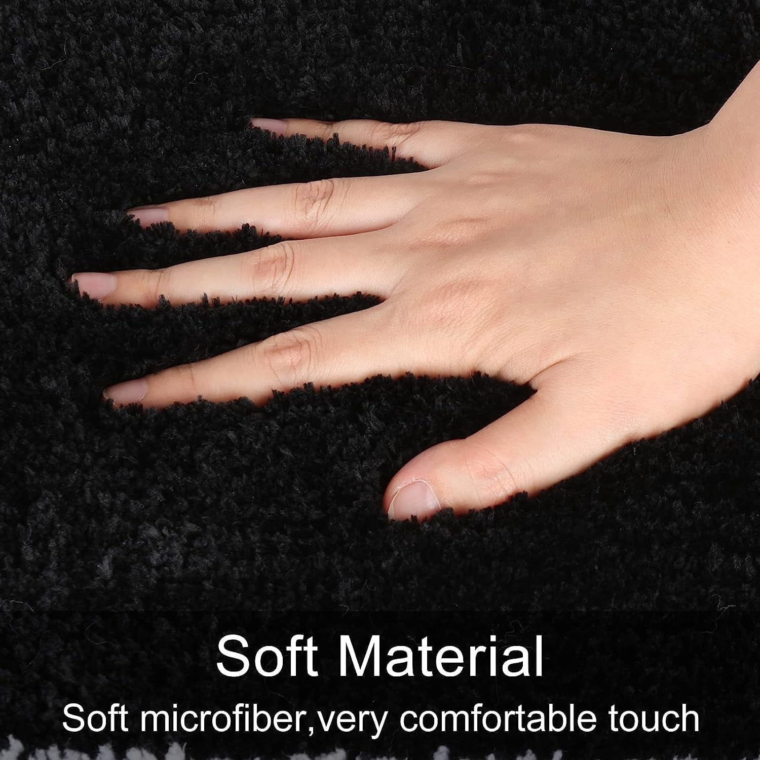 Bathroom Runner Rug Black Non-Slip Long Bath Mat Soft and Water Absorbent Bath Rug Machine Washable Fluffy Microfiber Floor Mats for Bathroom Tub Sink Shower,20x59 inch