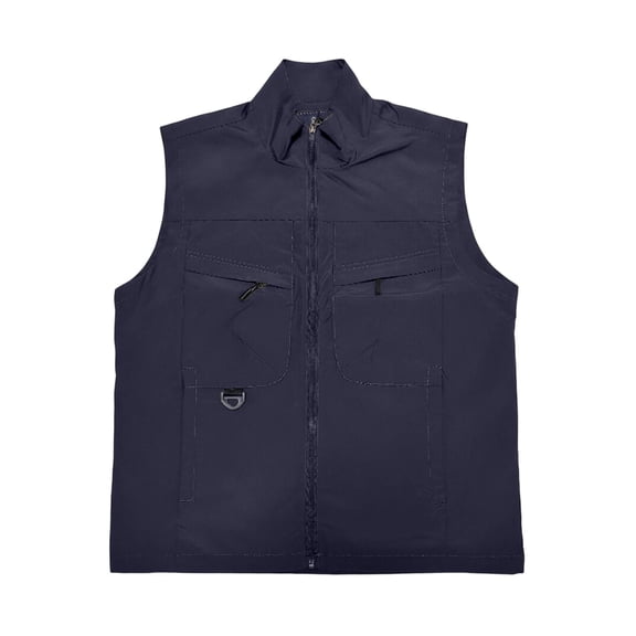 Men's Fishing Vest Outdoor Lightweight Fishing Work Photo Safari Cargo Vest Dark Blue M