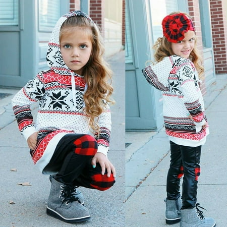 Toddler Kids Baby Girl Stripe Hoodie Sweatshirt Pullover Tops Christmas...