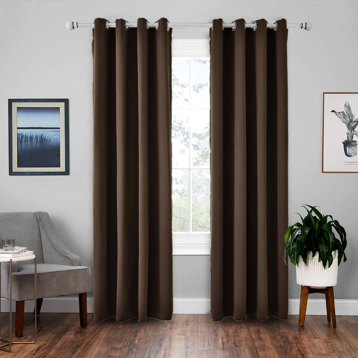 Window Curtains 2 Panel Blackout Blinds Thermal Insulated 3D Printed Galaxy 2 