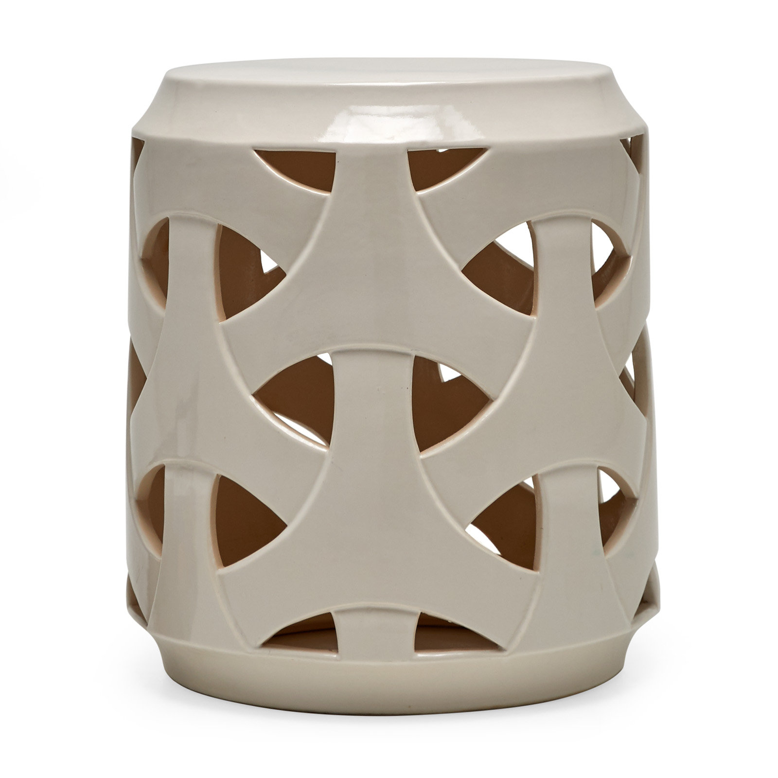 Glam White Embossed Garden Stool