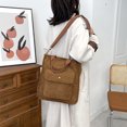 thumbnail image 4 of Bolso de hombro de pana retro para mujer Bolso cruzado de color puro (marrón) Likrtyny Para estrenar, 4 of 9