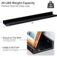 thumbnail image 3 of ak Floating Shelves 36 Inch Picture Ledge Shelf Set of 2, Rustic Wall Storage Shelves with Lip, Kids Bookshelf, Photo & Picture Ledge Shelves for Bedroom, Living Room, Kitchen (Oak Wood)，Black, 3 of 11