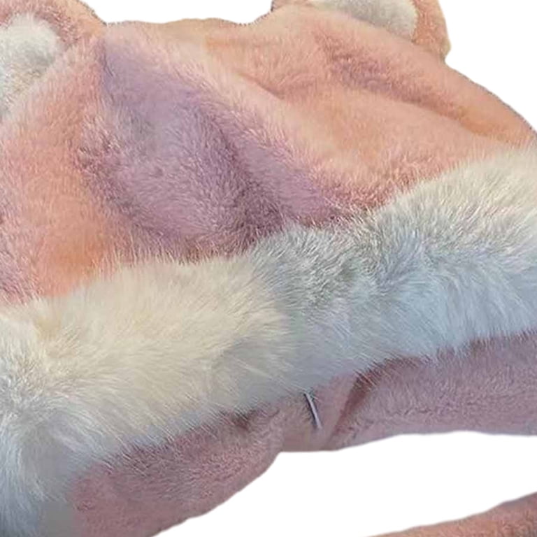 Cute Plush Faux Fur Cap with Ear Flaps Fuzzy Bear Hat Soft  display picture 2