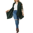 thumbnail image 2 of GRACE & GRANDEUR Cardigan à Rayures Léger pour Femme Grande Taille Chandail Manteau 3X Vert Foncé, 2 of 7
