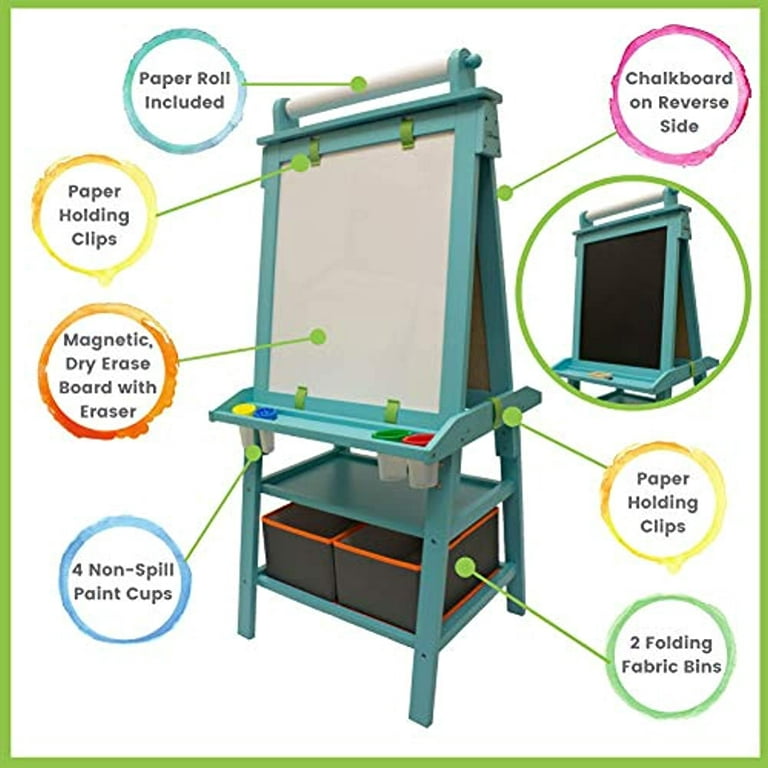 2-Sided Dry Erase/Chalkboard Collapsible Easel with No-Spill Paint