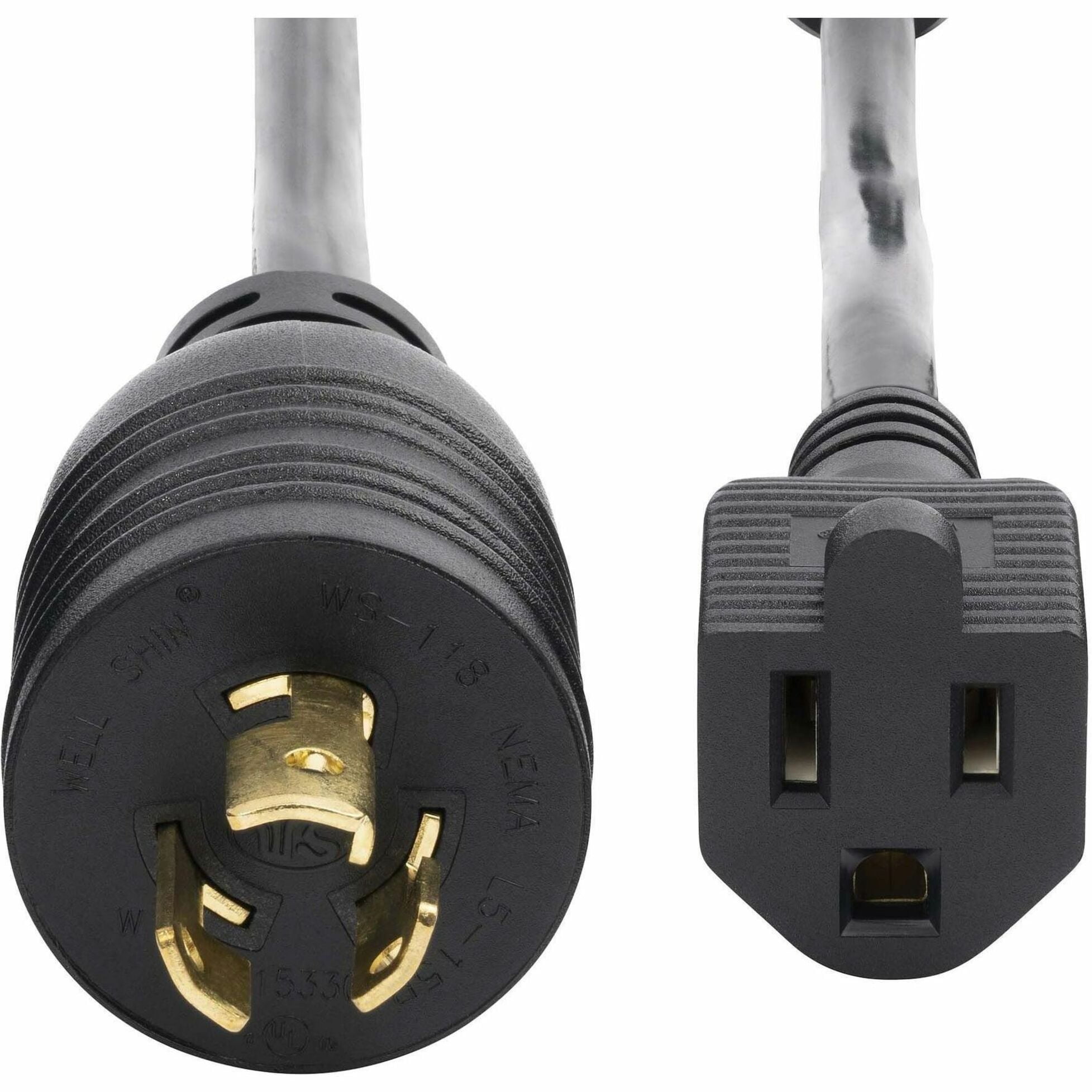 StarTech 1ft 30cm Heavy Duty Power Cord Twist-Lock NEMA L5-15P to NEMA 5-15R 15A 125V 14AWG UL Listed TAA