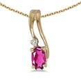 thumbnail image 1 of 14k Yellow Gold Oval Pink Topaz And Diamond Wave Pendant, 1 of 1