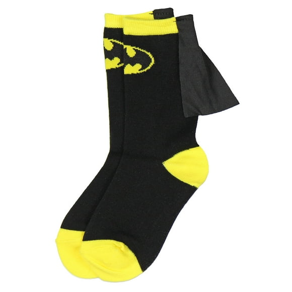 DC Comics Batman Black Yellow Youth Boys Caped Crew Socks (7-9)