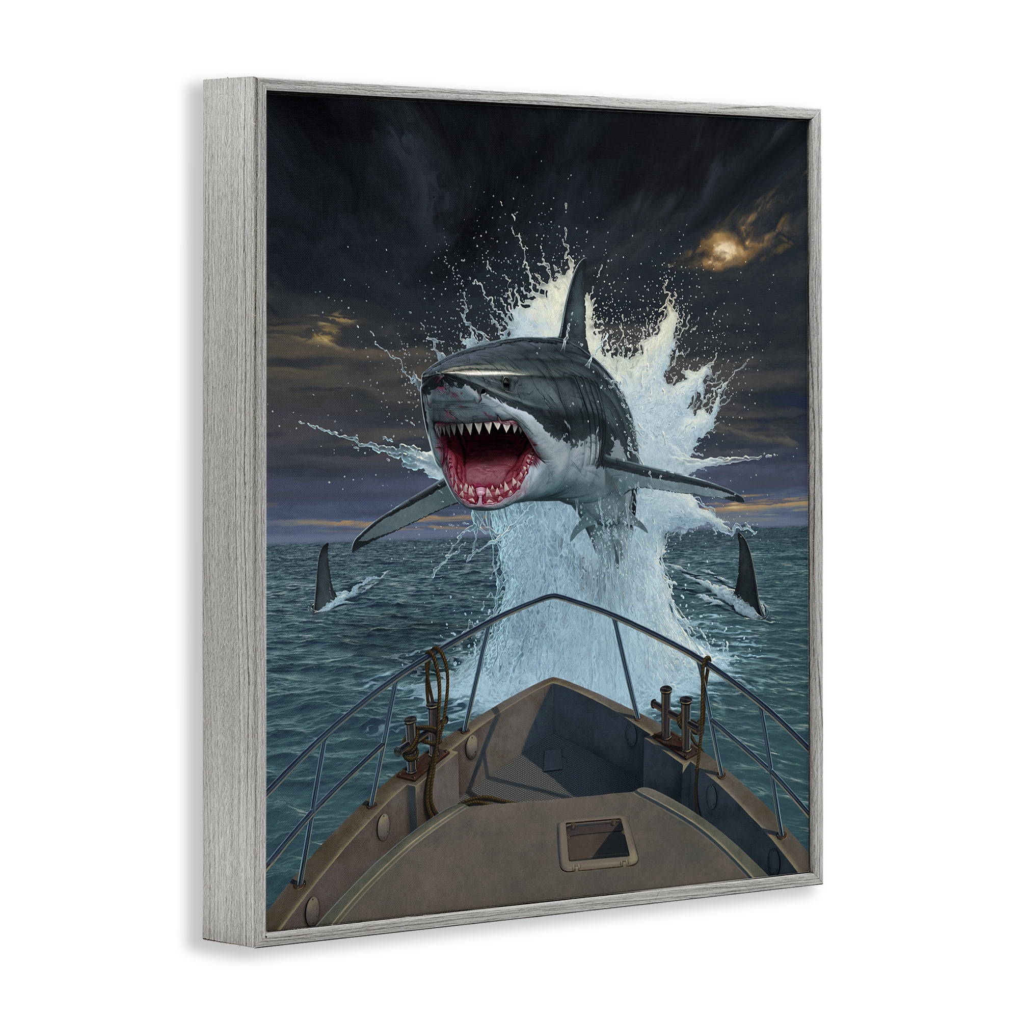 Stupell Industries Fish Out Of Water Gray Framed Giclee Art, design by Vincent Hie