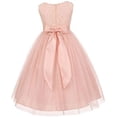 thumbnail image 2 of Flower Girl Dress Pearl Flower Floral Pattern Soft Tulle for Big Girl Blush 10 MBK.346, 2 of 3