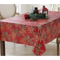 thumbnail image 3 of Newbridge Red Golden Holly and Berry Christmas 60 x 84 inch Rectangle Vinyl Flannel Backed Tablecloth, 3 of 9